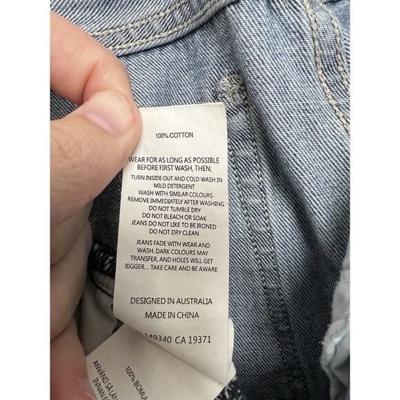 Neuw Edie Jeans Womens 28 Blue Denim Medium Wash Straight High Rise Raw Hem - Picture 6 of 11